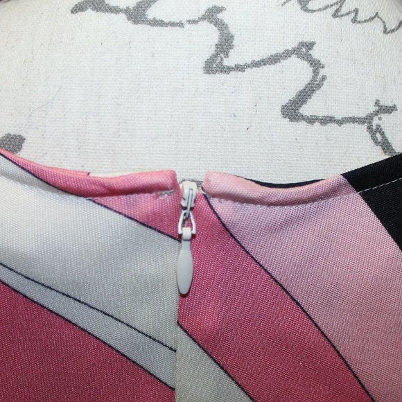 Vintage Very Pucci-Esque Julie Brown Silk Abstract Dress Sz P S/M - Picture 6 of 12